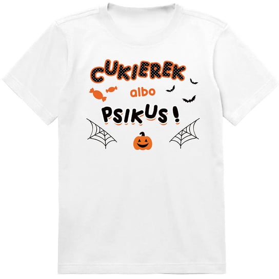 T-SHIRT KOSZULKA DLA DZIECKA HALLOWEEN CUKIEREK ALBO PSIKUS 104 JAKOŚĆ PolskaKoszulka