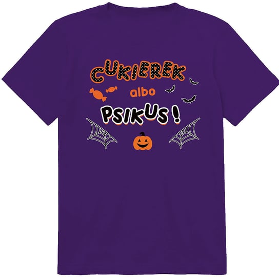 T-SHIRT KOSZULKA DLA DZIECKA HALLOWEEN CUKIEREK ALBO PSIKUS 116 JAKOŚĆ PolskaKoszulka