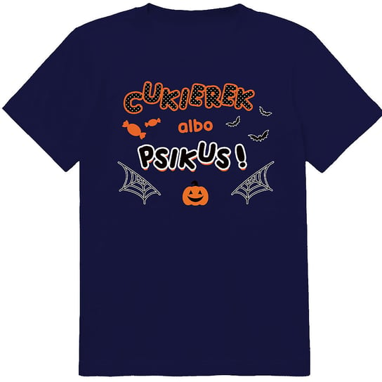 T-SHIRT KOSZULKA DLA DZIECKA HALLOWEEN CUKIEREK ALBO PSIKUS 128 JAKOŚĆ PolskaKoszulka