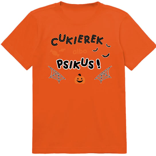 T-SHIRT KOSZULKA DLA DZIECKA HALLOWEEN CUKIEREK ALBO PSIKUS 140 JAKOŚĆ PolskaKoszulka