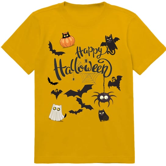 T-SHIRT KOSZULKA DLA DZIECKA HAPPY HALLOWEEN KOTY KOTKI 128 JAKOŚĆ PolskaKoszulka