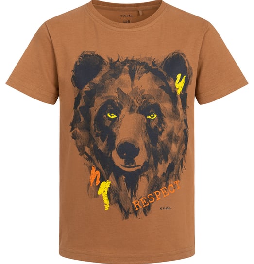 T-shirt Koszulka dziecięca chłopięca 116 Bawełna brązowa Niedźwiedź Endo Endo