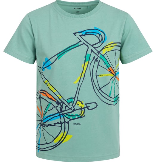 T-shirt Koszulka dziecięca chłopięca 128 Bawełna z rowerem Zielony Endo Endo