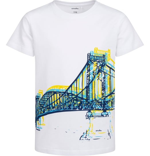 T-shirt Koszulka dziecięca chłopięca 140 Bawełna Biała Biały Most Endo Endo