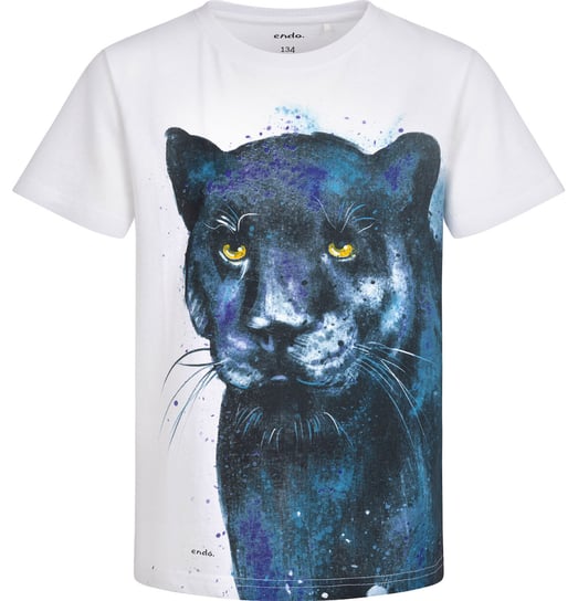 T-shirt Koszulka dziecięca chłopięca 140 Bawełna Black Puma  Biały Endo Endo