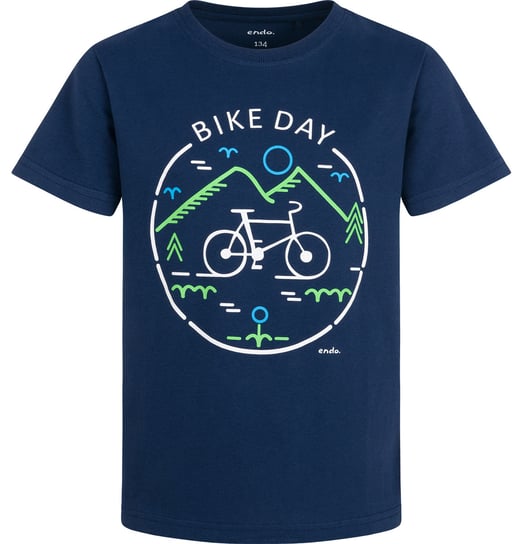 T-shirt Koszulka dziecięca chłopięca 140 Bawełna MTB Rower Granatowa Endo Endo