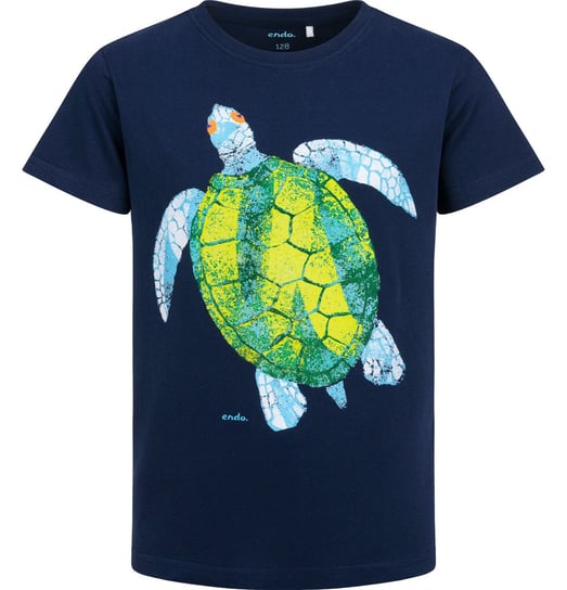 T-shirt Koszulka dziecięca chłopięca Bawełna 104 Granatowy z żółwiem Endo Endo