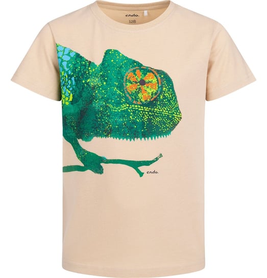 T-shirt Koszulka dziecięca chłopięca Bawełna 110 beżowy Kameleon Endo Endo
