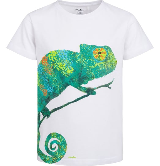 T-shirt Koszulka dziecięca chłopięca Bawełna 122 Biały Kameleon Endo Endo