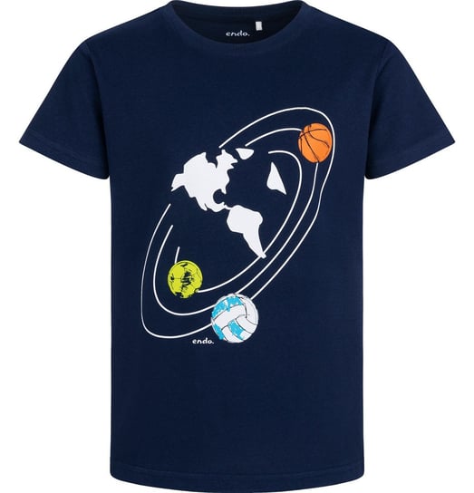 T-shirt Koszulka dziecięca chłopięca Bawełna 134 granatowy świat Piłki Endo Endo