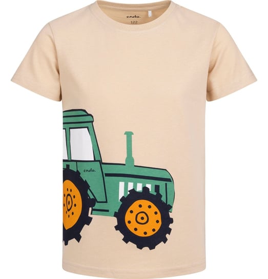 T-shirt Koszulka dziecięca chłopięca Bawełna beżowy 98 z traktorem Endo Endo
