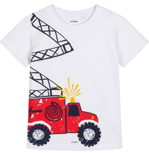 T-shirt Koszulka dziecięca chłopięca Bawełna biały 110 straż pożarna Endo Endo