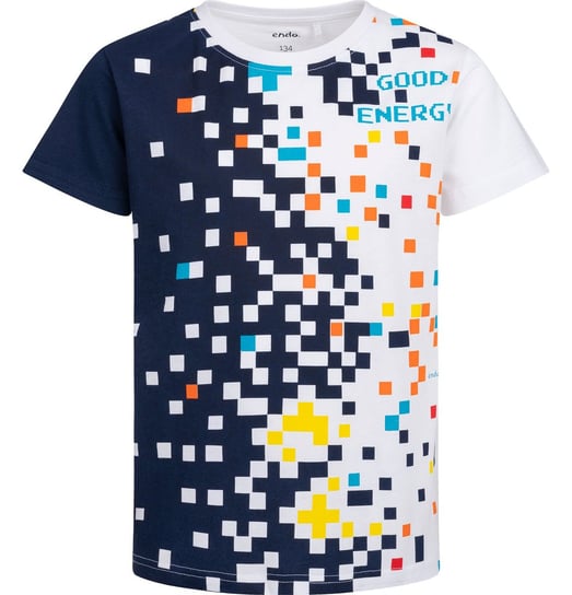 T-shirt Koszulka dziecięca chłopięca Bawełna biały 134 piksele Endo Endo