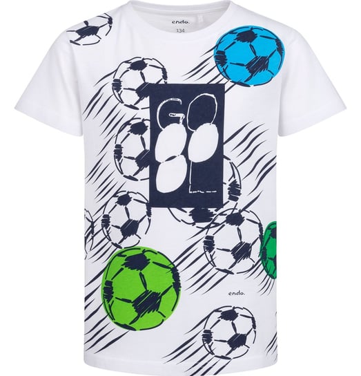T-shirt Koszulka dziecięca chłopięca Bawełna biały 134 z piłkami  Endo Endo