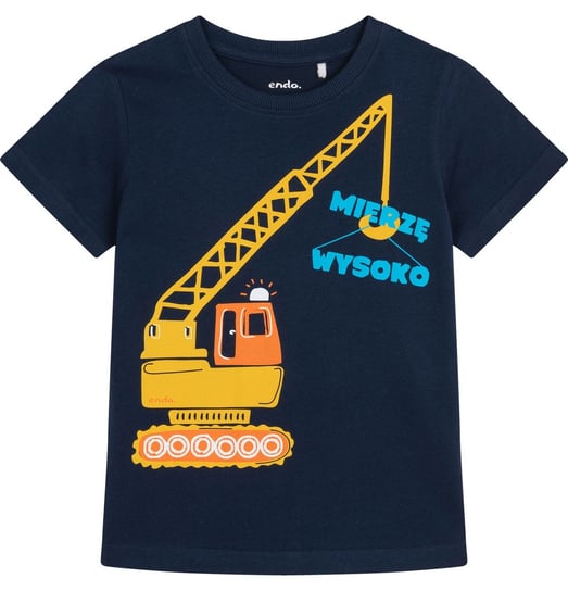 T-shirt Koszulka dziecięca chłopięca Bawełna granatowy 98 z dźwigiem Endo Endo