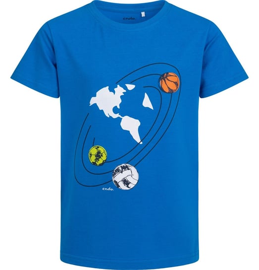 T-shirt Koszulka dziecięca chłopięca Bawełna niebieski 134 świat Piłki Endo Endo