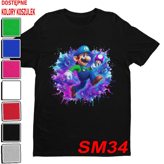 T-SHIRT KOSZULKA DZIECIĘCA SUPER MARIO BROS BAJKI GRY LUIGI -XL 158-164 Inna marka