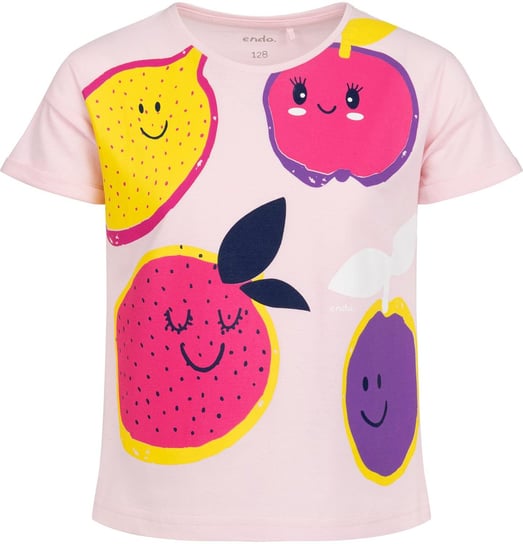 T-shirt Koszulka dziewczęca dziecięca Bawełna 104 różowy Owoce Cytrusy Endo Endo