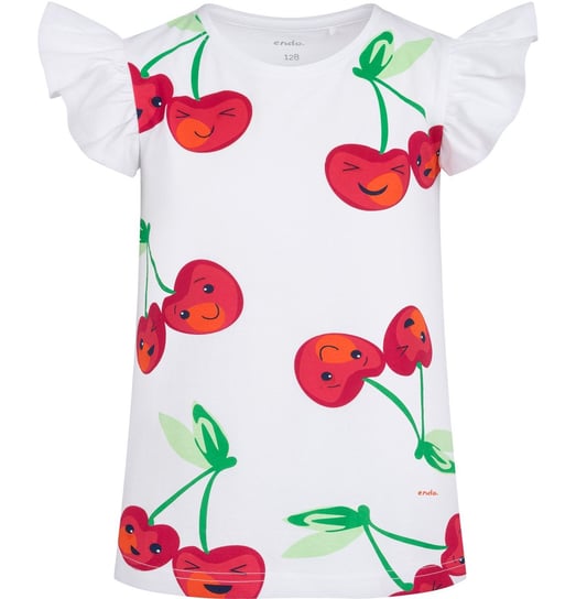 T-shirt Koszulka dziewczęca dziecięca Bawełna 110 biały Wisienki Endo Endo