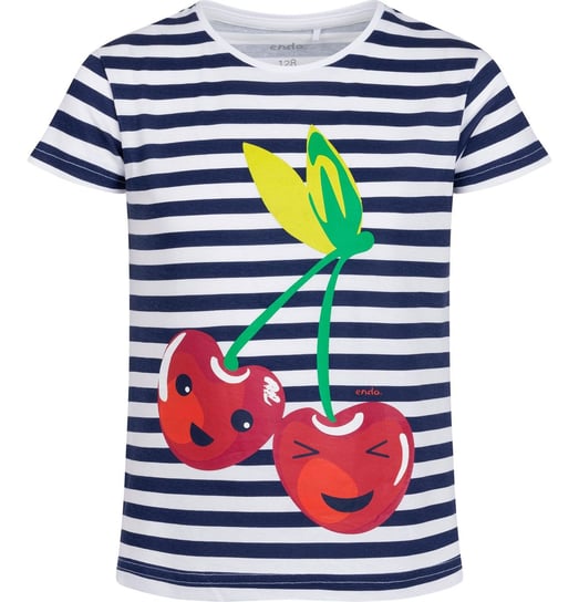 T-shirt Koszulka dziewczęca dziecięca Bawełna 110 w paski Wisienki Endo Endo