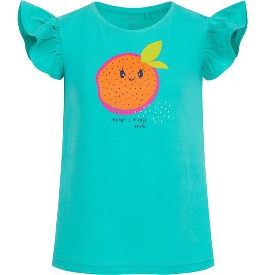 T-shirt Koszulka dziewczęca dziecięca Bawełna 122 zielony pomarańcza  Endo Endo