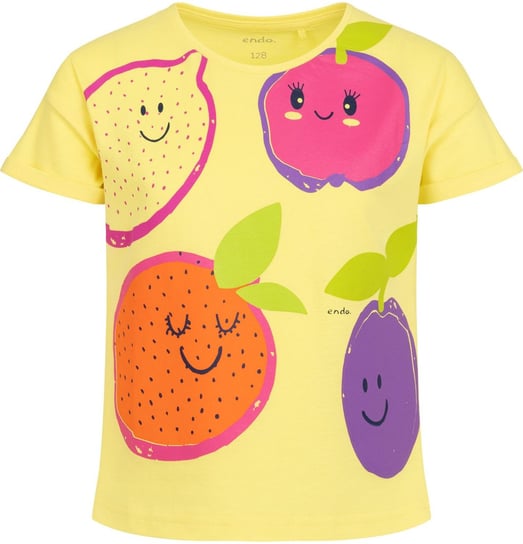 T-shirt Koszulka dziewczęca dziecięca Bawełna 122 żółty Owoce Cytrusy Endo Endo