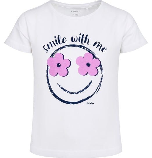 T-shirt Koszulka dziewczęca dziecięca Bawełna 152 biały Keep Smile Endo Endo