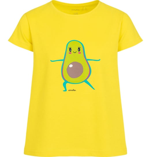 T-shirt Koszulka dziewczęca dziecięca Bawełna 152 żółty Awokado owoce Endo Endo