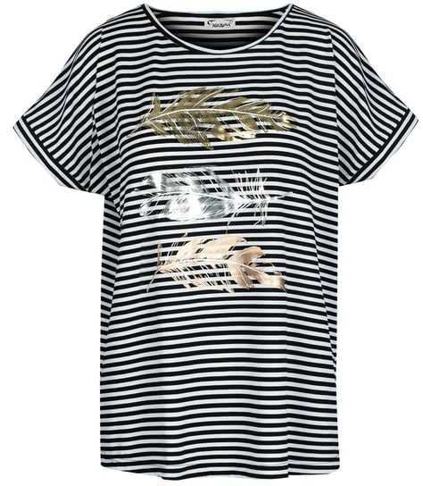 T-shirt koszulka krótki rękaw w paski zpiórkami MARTHA-XL Agrafka