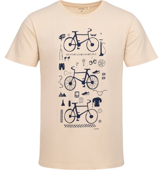 T-shirt Koszulka męska bawełna beżowy L z rowerami bawełniana Endo Endo