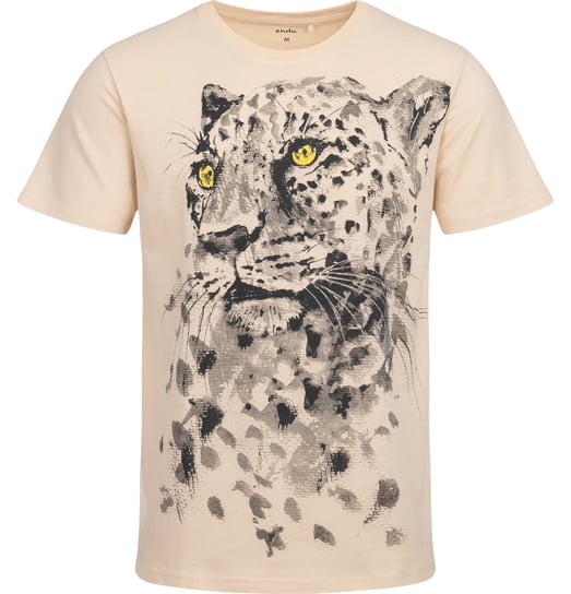 T-shirt Koszulka męska bawełna beżowy XXL z Panterą  bawełniana Endo Endo