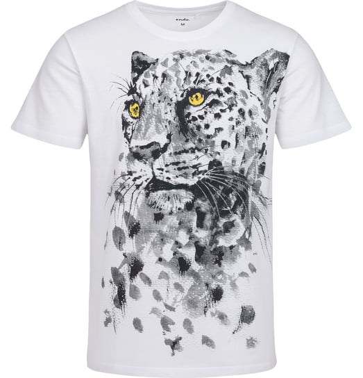 T-shirt Koszulka męska bawełna biały XXL z Panterą  bawełniana Endo Endo