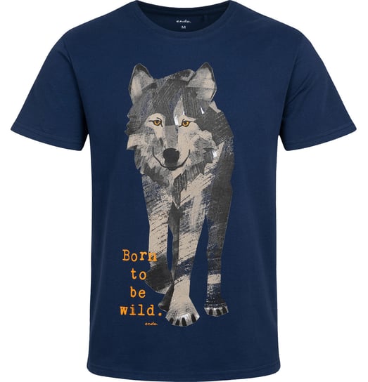 T-shirt Koszulka męska bawełna Granatowy XXL wilk Born to be wild  Endo Endo