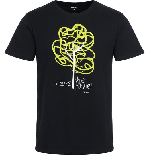 T-shirt Koszulka Męska  Bawełna Save The Planet  L  nadrukiem Czarna   Endo Endo
