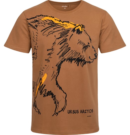 T-shirt Koszulka Męska  Bawełna z Niedźwiedziem L  Brązowa nadrukiem  Endo Endo