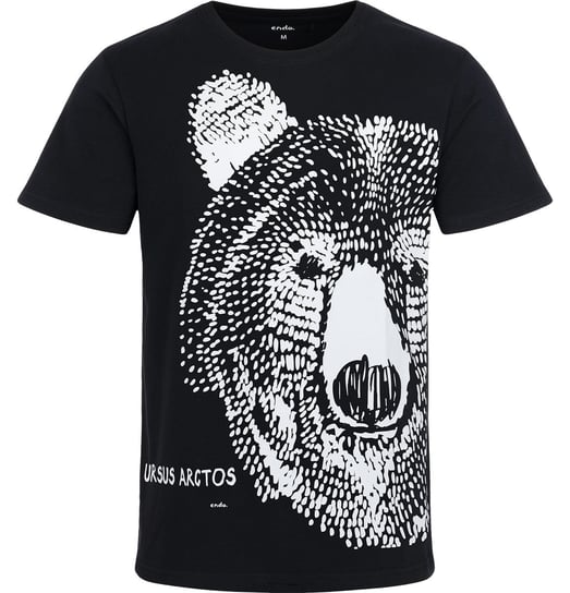 T-shirt Koszulka Męska  Bawełna z Niedźwiedziem M  nadrukiem Czarna   Endo Endo