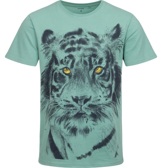 T-shirt Koszulka męska bawełna zielony L z Tygrysem tygrys bawełniana Endo Endo