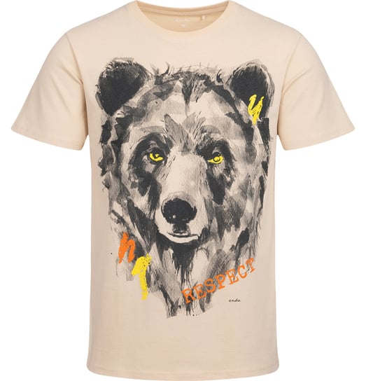 T-shirt Koszulka męska bawełniana Brzoskwiniowy XL Niedźwiedź z nadrukiem Endo Endo