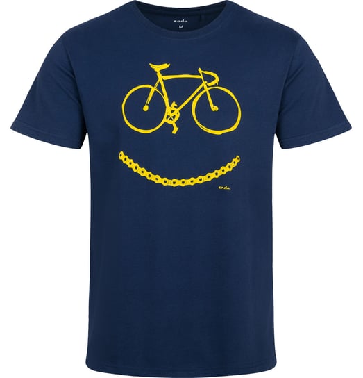 T-shirt Koszulka męska  bawełniana granatowa L Keep Smile z rowerem  Endo Endo