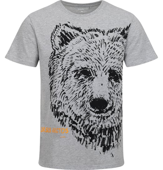 T-shirt Koszulka męska bawełniana Szary L Niedźwiedź z nadrukiem Endo Endo
