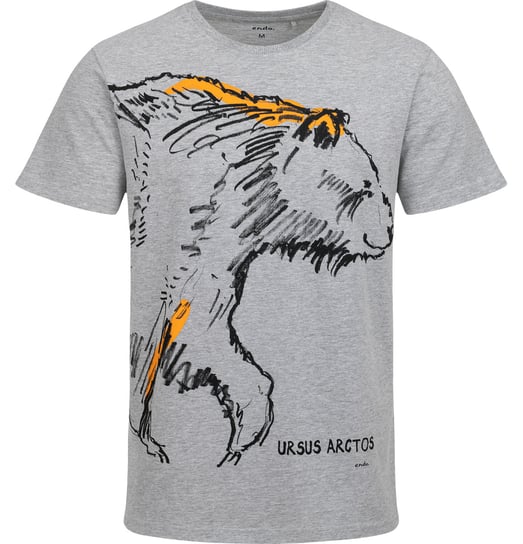 T-shirt Koszulka męska  bawełniana szary M niedźwiedź z nadrukiem  Endo Endo