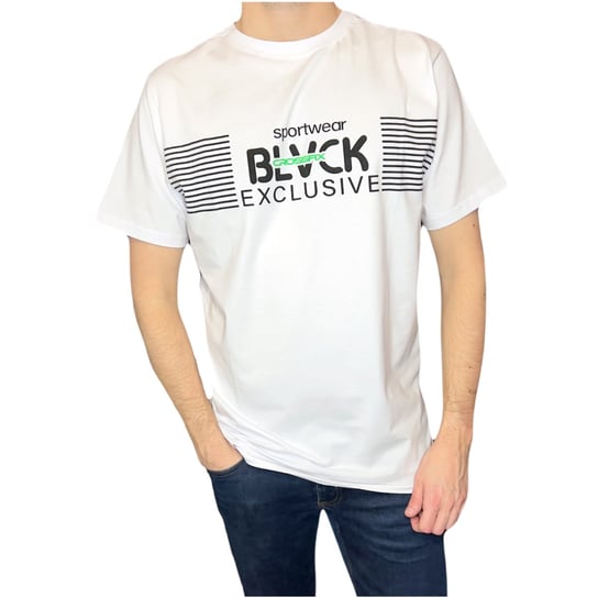 T-shirt męski biały okrągły dekolt nadruk blvck XXL ENEMI