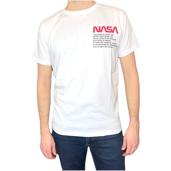 T-shirt męski biały okrągły dekolt NASA XL ENEMI