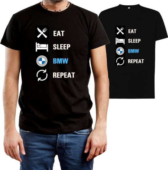 T-SHIRT MĘSKI BMW DLA FANA Z NADRUKIEM BMW M POWER KOSZULKA CZARNA R-S A347 DonWitold