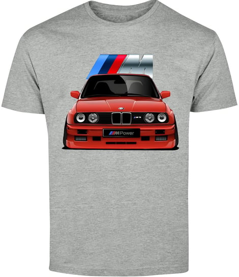 T-SHIRT MĘSKI BMW M3 E30 M POWER MOTORYZACYJNA KOSZULKA SZARA R-M A98 DonWitold