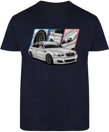 T-SHIRT MĘSKI BMW M5 E60 M POWER AUTA PREZENT KOSZULKA GRANATOWA R-XL A583 DonWitold