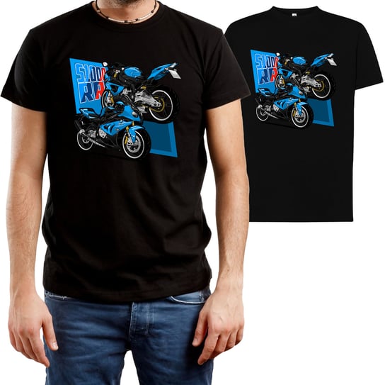 T-SHIRT MĘSKI BMW S1000 RR ŚCIGACZ MOTOCYKLE KOSZULKA CZARNA R-L A605 DonWitold