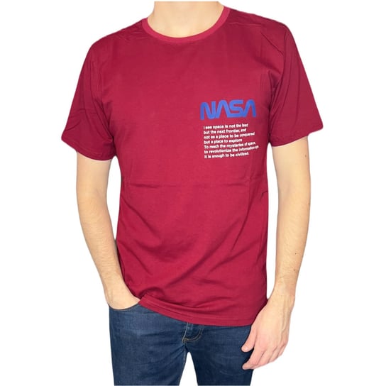 T-shirt męski bordowy okrągły dekolt NASA M ENEMI