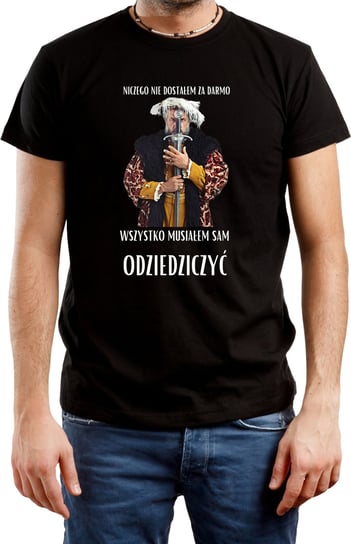 T-SHIRT MĘSKI DLA FANA 1607 SZLACHTA ŚMIESZNA KOSZULKA CZARNA R-XL A531 DonWitold