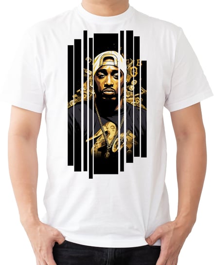 T-SHIRT MĘSKI DLA FANA 2PAC TUPAC MUZYKA RAP KOSZULKA BIAŁA R-3XL A227 DonWitold